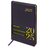 Еженедельник датированный 2025, А5, 145х215 мм, BRAUBERG "Iguana", под кожу, темно-фиолетовый, 115962