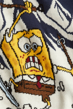 H&M Жаккардовый вязаный свитер, темно-синий