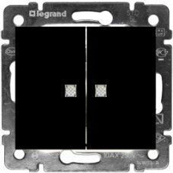 0328 Выкл 2 кл с подсв (Чёрный)