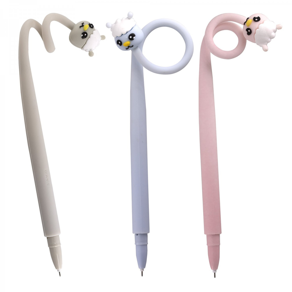 Ручка гелевая Alingar "Лама", 0,5 мм, синяя, игольчатый наконечник, круглый цветной soft корпус, карт. уп.