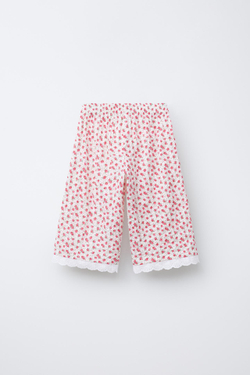 ZARA БРЮКИ-КЮЛОТЫ С ЦВЕТОЧНЫМ УЗОРОМ, КРАСНЫЙ