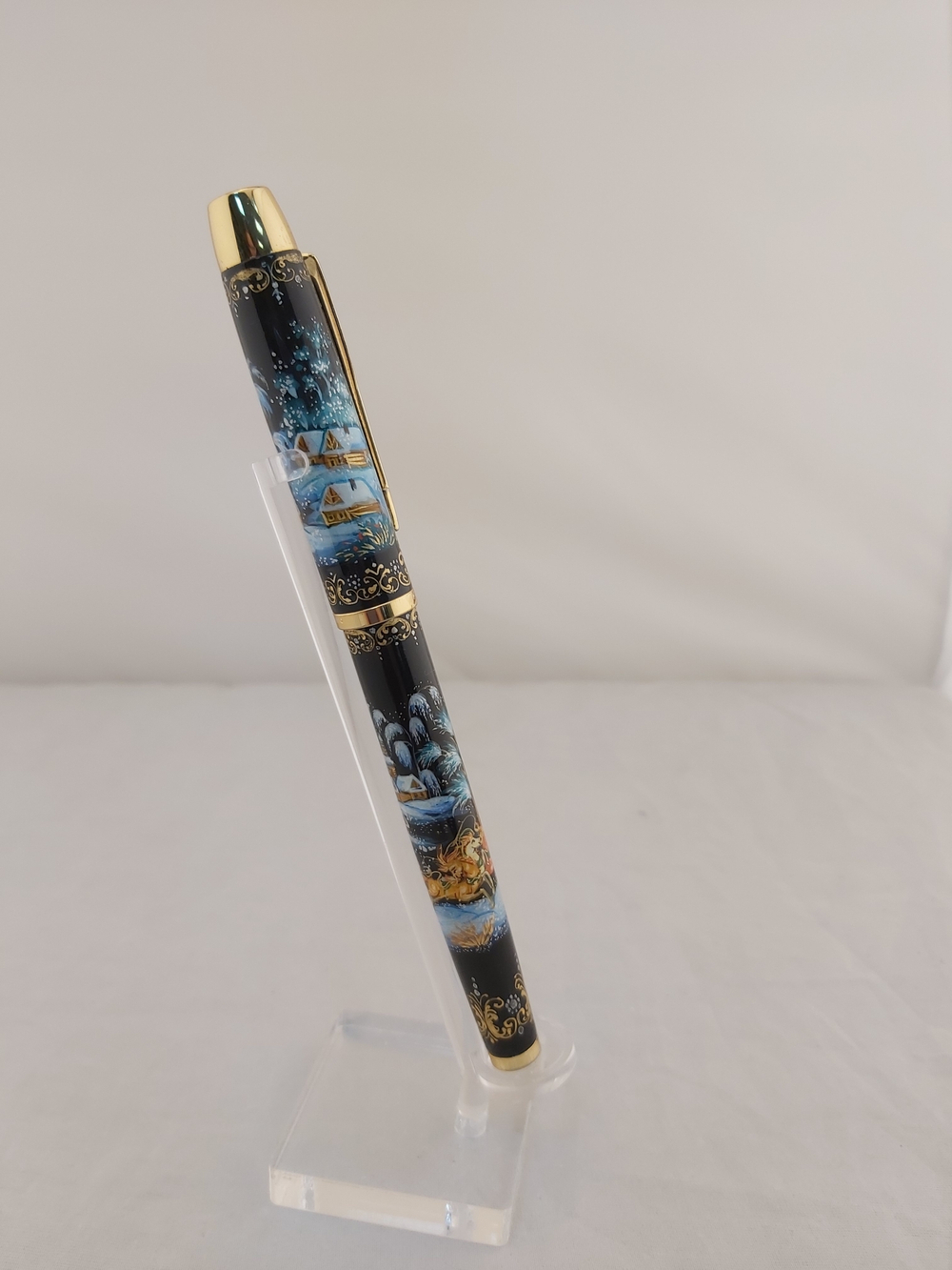 Ручка с ручной росписью Палех "Сказочная тройка" в футляре