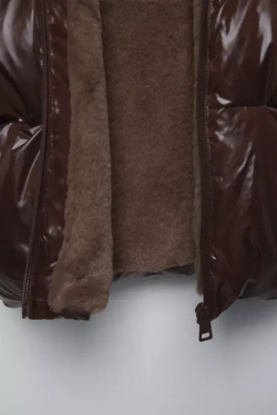 ZARA ПУХОВИК С НАПОЛНИТЕЛЕМ ИЗ ПЕРА И ПУХА WATER REPELLENT, ТЕМНО-КОРИЧНЕВЫЙ