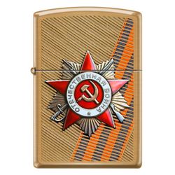 Зажигалка Zippo День победы с покрытием Brushed Brass (204B ST GEORGE)
