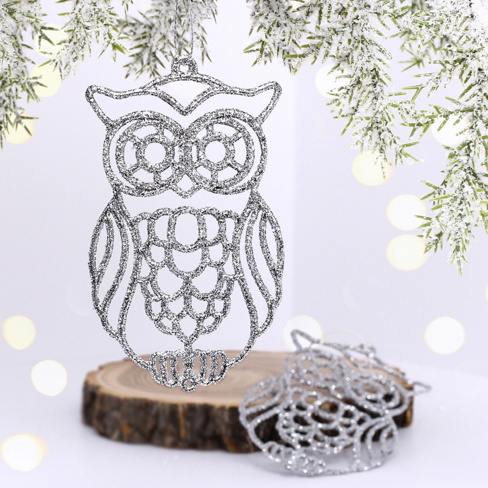 Подвеска «Мудрая сова» 10 см (набор 2 шт), серебро