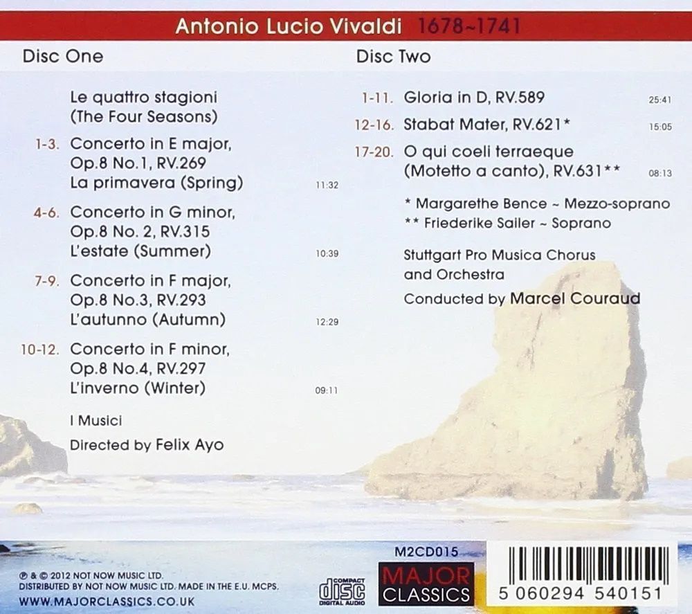 Vivaldi The Four Seasons / Gloria (2CD) Новый запечатанный сборник шедевров Антонио Вивальди на двойном компакт-диске