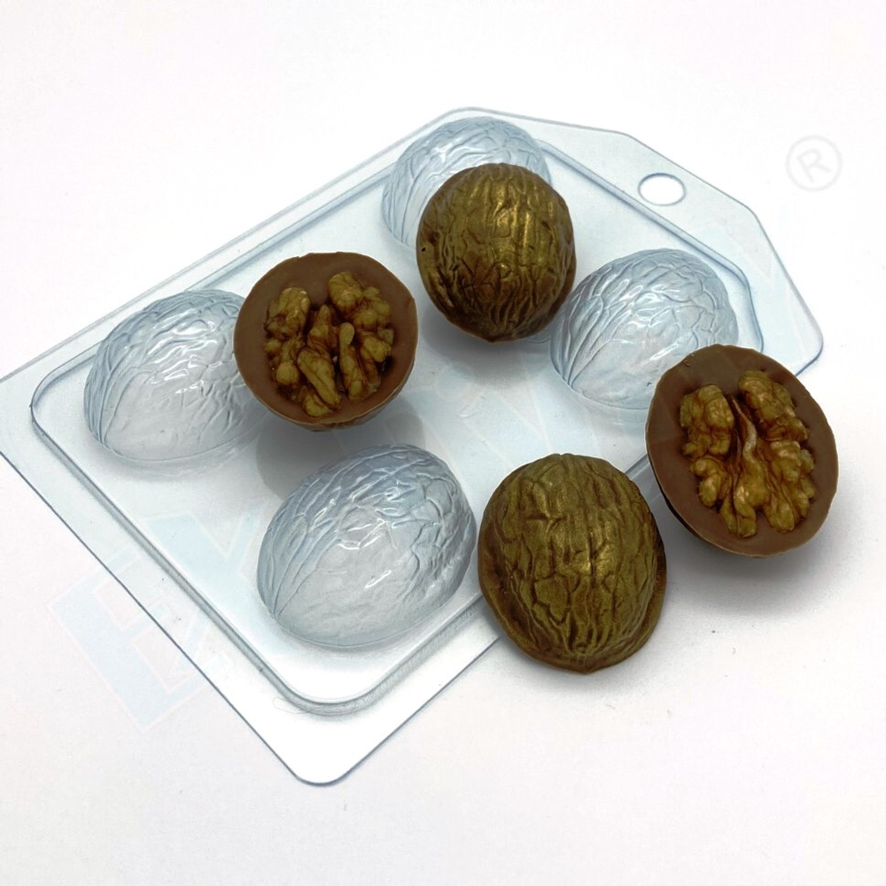 Форма пластиковая для конфет Орех грецкий Скорлупа (4 ячейки)