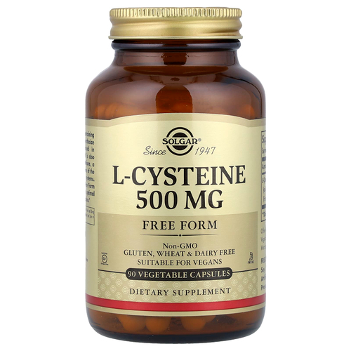 Solgar, L-цистеин, 500 мг, 90 растительных капсул