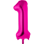 Шар фольгированный Цифра 1 101 см (Фуксия)