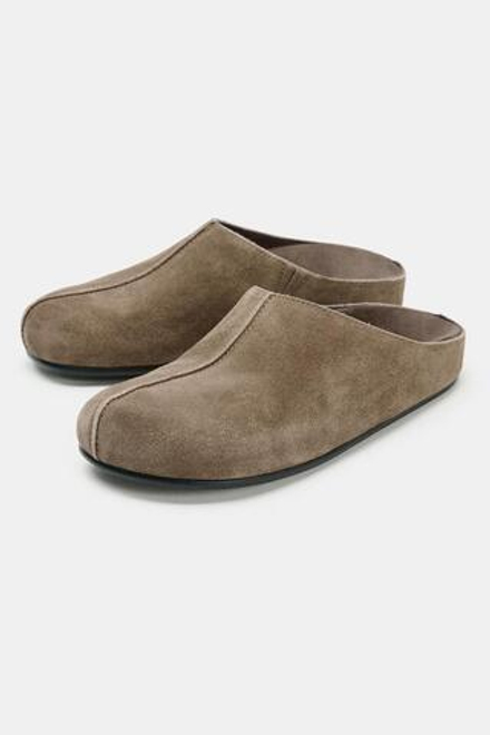 ZARA ТУФЛИ-МЮЛИ ИЗ СПИЛКА, СЕРО-КОРИЧНЕВЫЙ