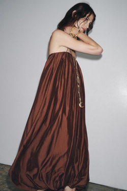 ZARA ПЛАТЬЕ-ТРАНСФОРМЕР С ЮБКОЙ-БАЛЛОНОМ — ZW COLLECTION, ТЕРРАКОТОВЫЙ