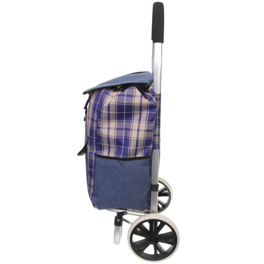 Тележка хозяйственная с сумкой (100*40*35см, колеса 21см,грузоподъемность до50 кг) синяя SYD100B-1