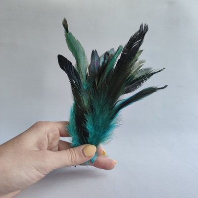 Перья петуха голубые двухцветные 2 сорт 20 шт.