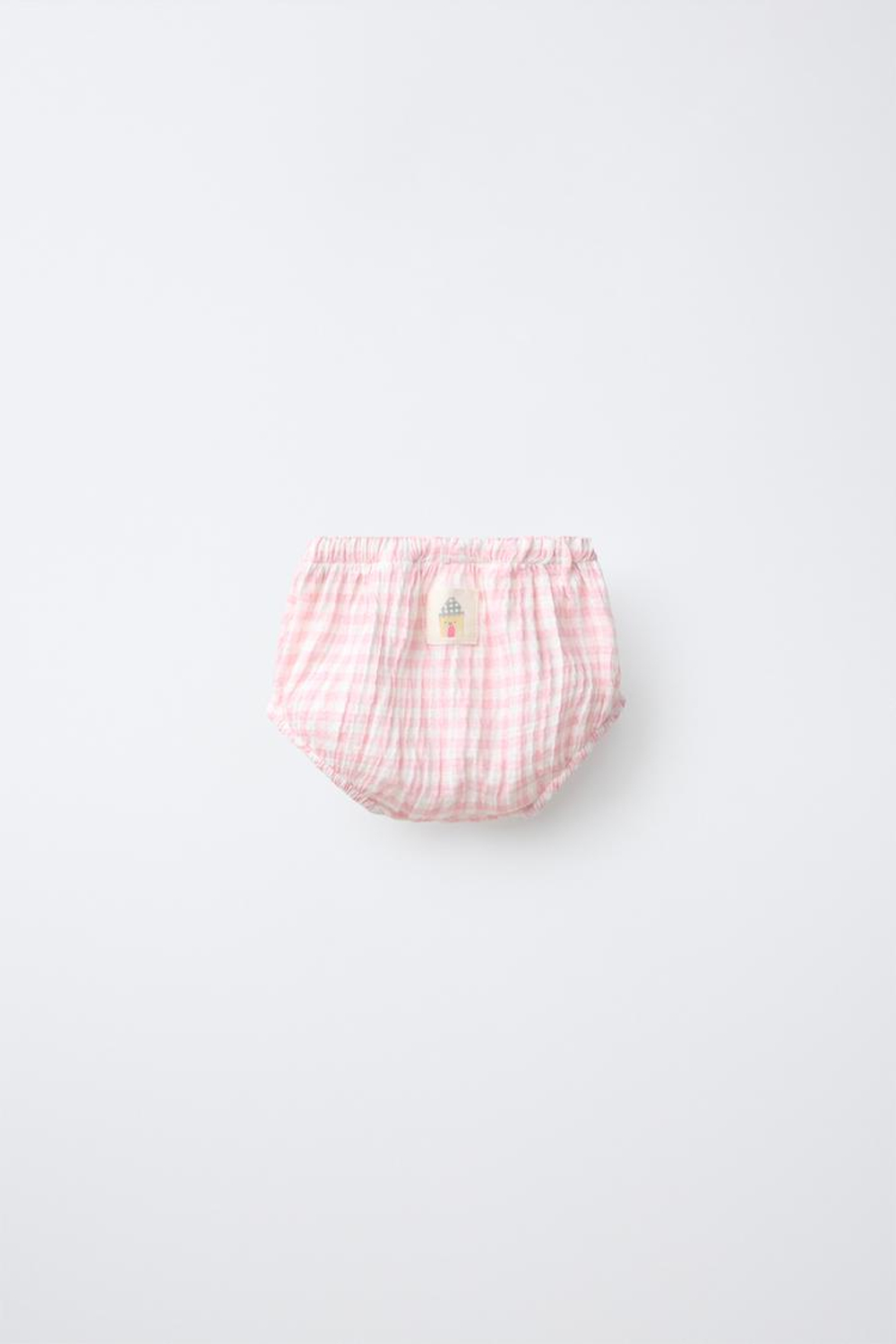 ZARA ТРУСЫ В КЛЕТКУ ВИШИ С НАШИВКОЙ, БЕЛЫЙ/РОЗОВЫЙ