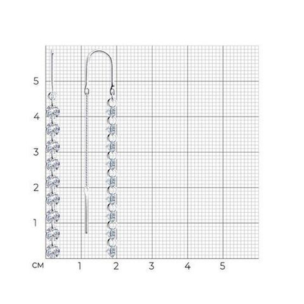 Сертги серебряные длинные с камнями