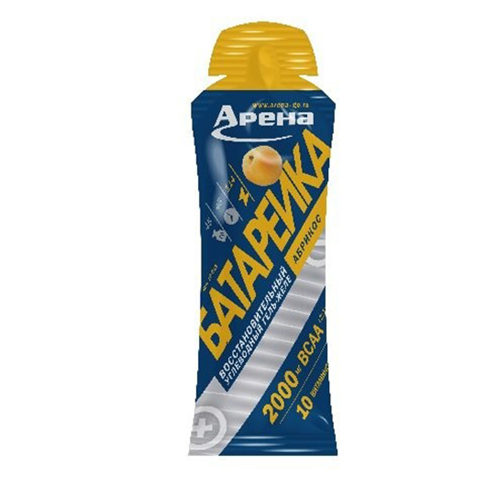 Гель восстановительный углеводный Арена "Батарейка" с ВСАА, со вкусом абрикоса, 45 г