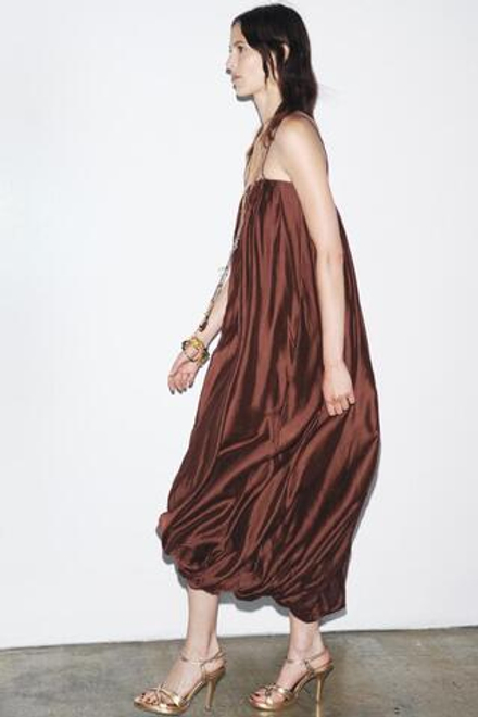 ZARA ПЛАТЬЕ-ТРАНСФОРМЕР С ЮБКОЙ-БАЛЛОНОМ — ZW COLLECTION, ТЕРРАКОТОВЫЙ