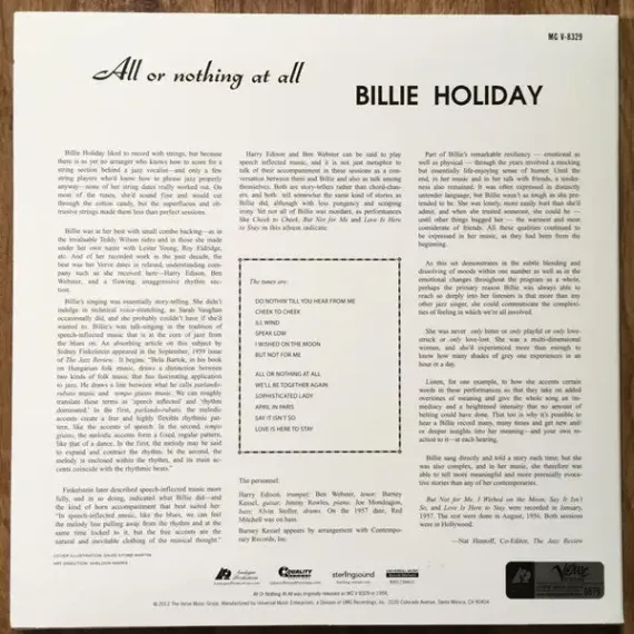 Billie Holiday – All Or Nothing At All - 2LP