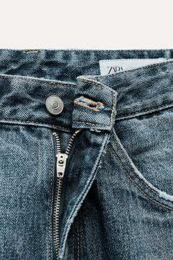 ZARA ДЖИНСЫ TRF С ВЫСОКОЙ ПОСАДКОЙ, СИНИЙ