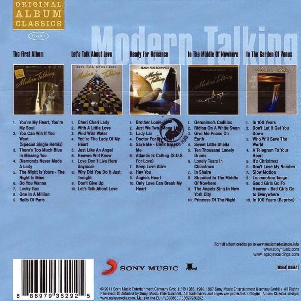 Modern Talking. Original Album Classics (5CD) Модерн Токинг. Бокс-сет из 5 альбомов