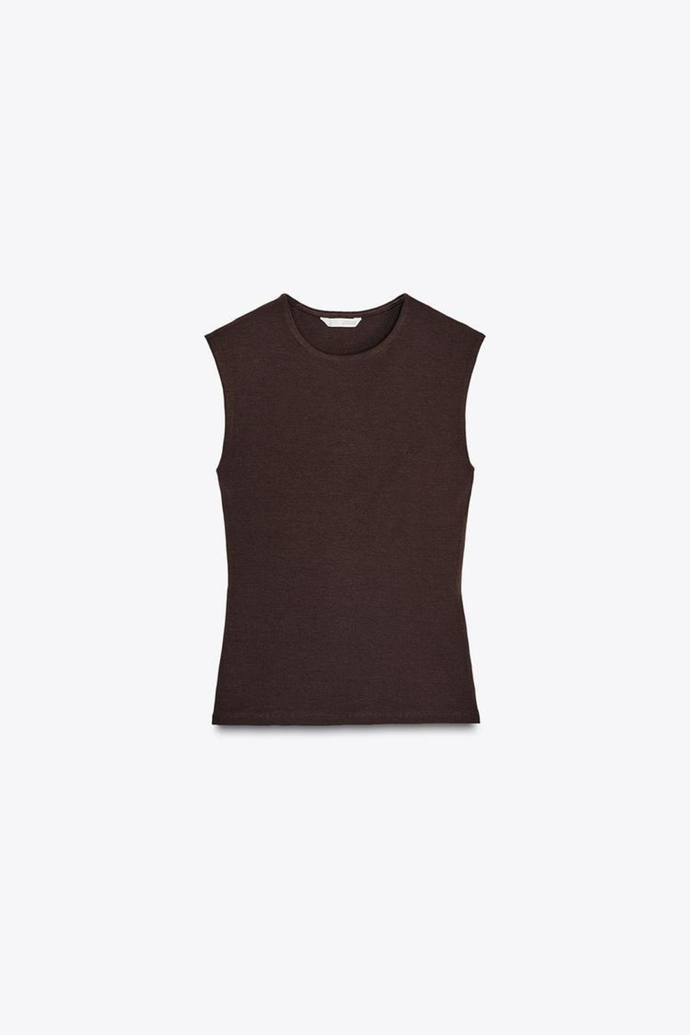 ZARA ТОП БЕЗ РУКАВОВ, КОРИЧНЕВЫЙ