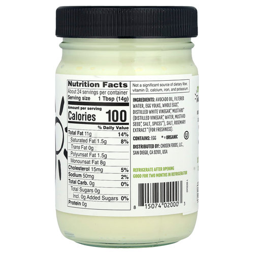 Chosen Foods, классический майонез со 100% чистым маслом авокадо, 355 мл (12 жидк. унций)