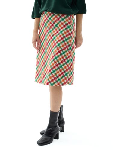 Шерстяная юбка-миди в цветную клетку