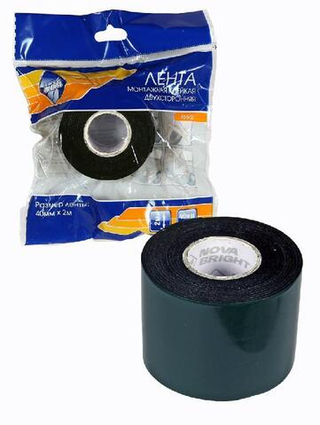 Скотч 2-х сторонний  40мм х 2м зеленый Nova Bright 46672