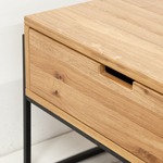 Журнальный столик 65х65х45, G+K, с ящиком для вещей, кофейный стол, массив дикого дуба, в стиле лофт, Makosa