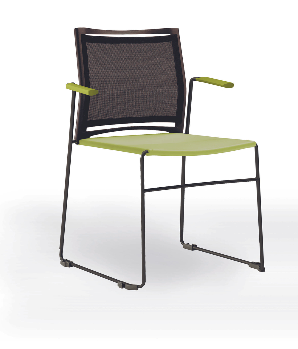 Web стул на полозьях с подлокотниками и спинкой-сеткой