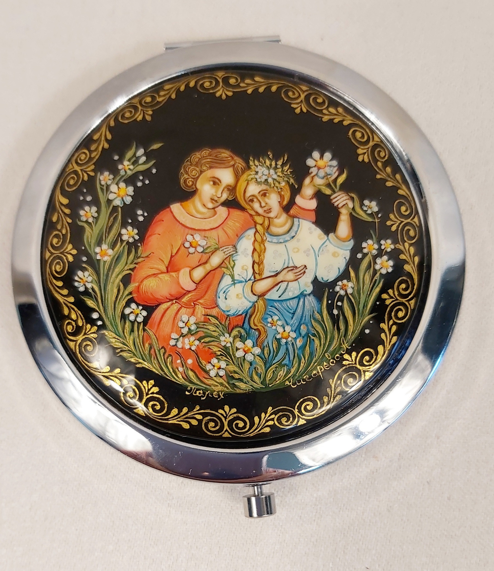 Ручное зеркало "Парочка" №2  (худ. роспись)
