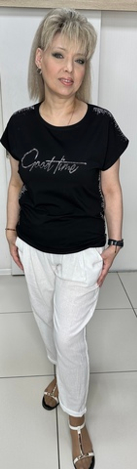 Белые итальянские брюки-момы на резинке