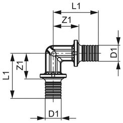 Уголок TECE соединительный 90 16/16, латунь