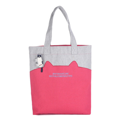 Тоут-шоппер с кошачьими ушками "NAGONAGO", малиновый, 23-6138-1, KUSUGURU