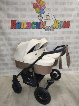 Коляска модульная для двойни Riko Basic Saxo 03 бежевый-коричневый
