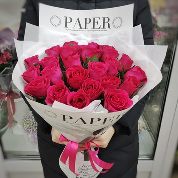 Букет из 25 розовых роз (Кения 40 см)