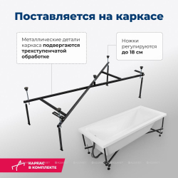 Акриловая ванна Aquanet (Акванет) Bright 180x80 с каркасом