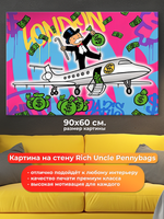 Картина на холсте на стену для интерьера Rich Uncle Pennybags. Мотивация. Размер: 60 на 90 см.