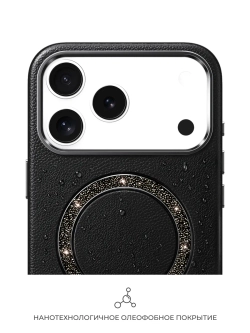 Чехол IPhone 17 Pro кожа, австрийский хрусталь