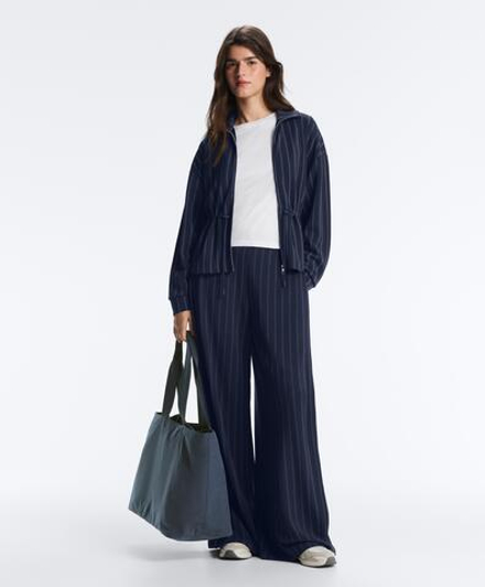 OYSHO Широкие брюки мягкие на ощупь с боковой складкой и модалом, синий