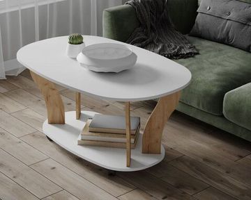 Стол журнальный КОНСУЛ-3 белый / дуб крафт золотой