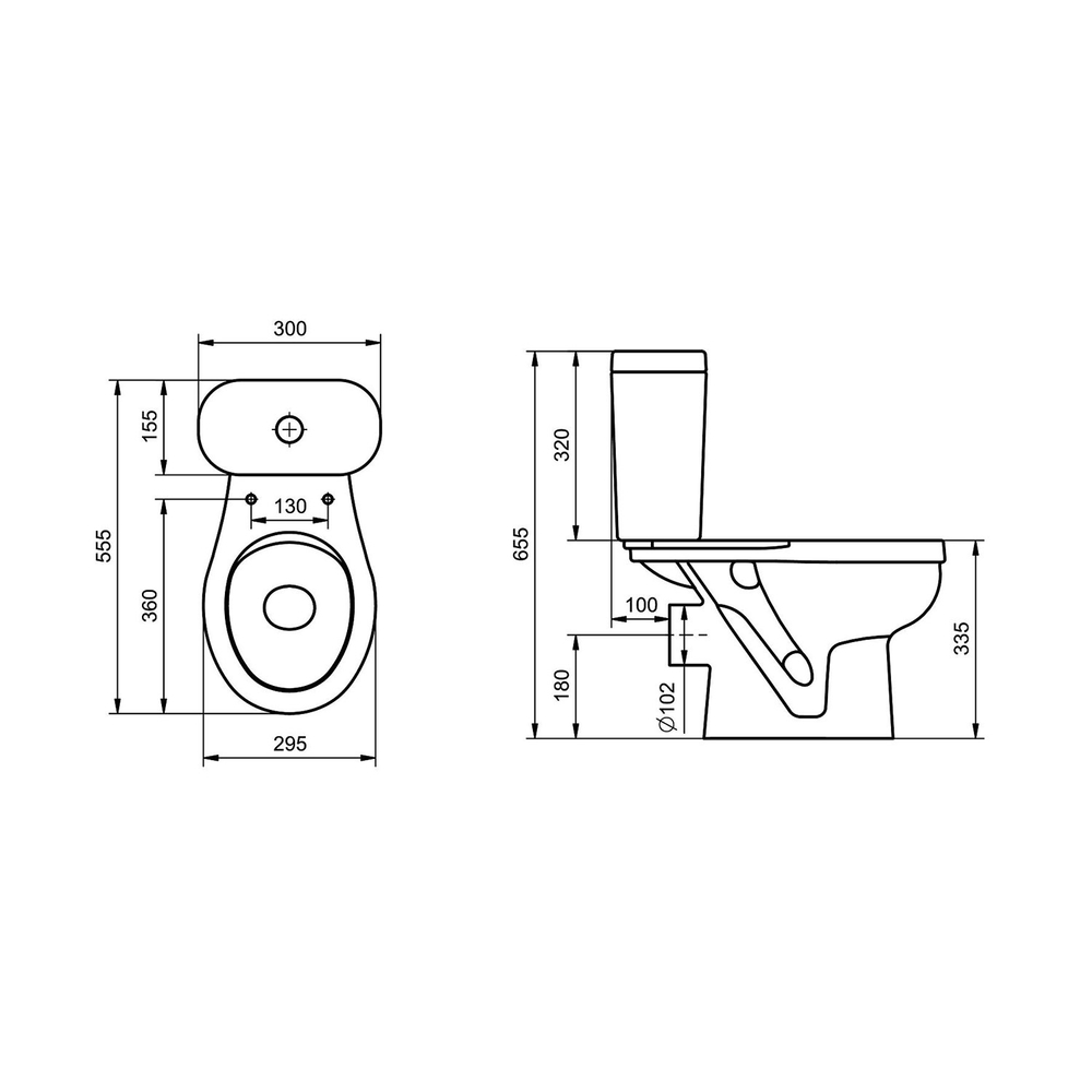 Унитаз-компакт "Каспер" детский  1РА РР (гор.вып, нижн.подв, 1-кн. арм Уклад, полип. сид.) (Santek)
