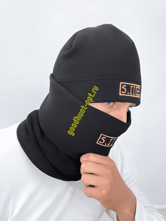 Тактическая Шапка + бафф 5.11 флисовые Черный