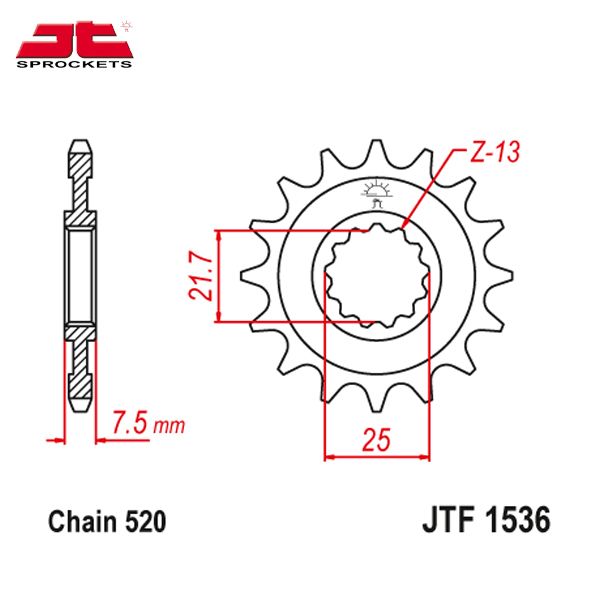 JT JTF1536.15 звезда передняя (ведущая), 15 зубьев