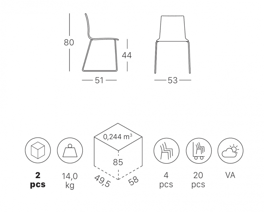 Стул пластиковый на полозьях Scab Design Alice, хром, светло-серый