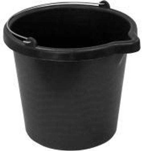 Ведро строит. пластик. усиленное   12л  чёрное, со сливом  TOOLBERG  (Лакра) 0603212