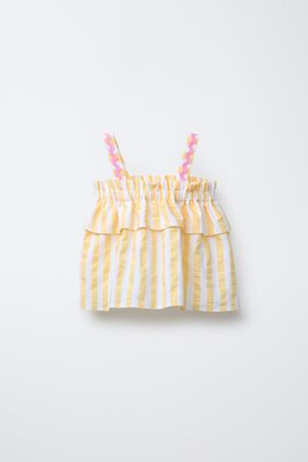 ZARA X CASA LAWA © ТОП В ПОЛОСКУ С ВОЛНИСТЫМИ ДЕТАЛЯМИ, ЖЕЛТЫЙ