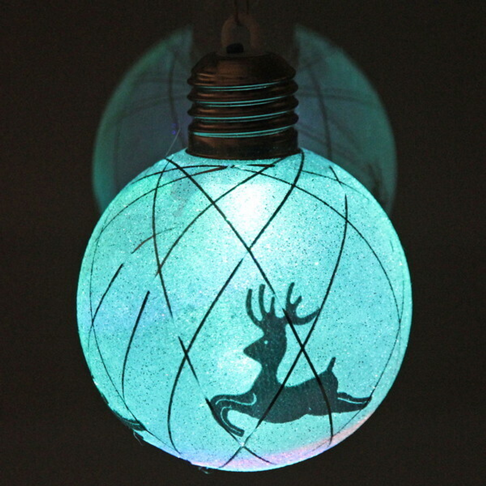 Шар новогодний с подсветкой 8 см «Олень», Мультицвет