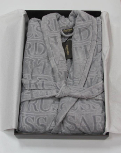 Халат велюровый Trussardi Overlogo Grey 004 серый