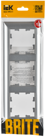 BRITE Рамка 3-местная РУ-3-Бр алюминий/алюминий IEK